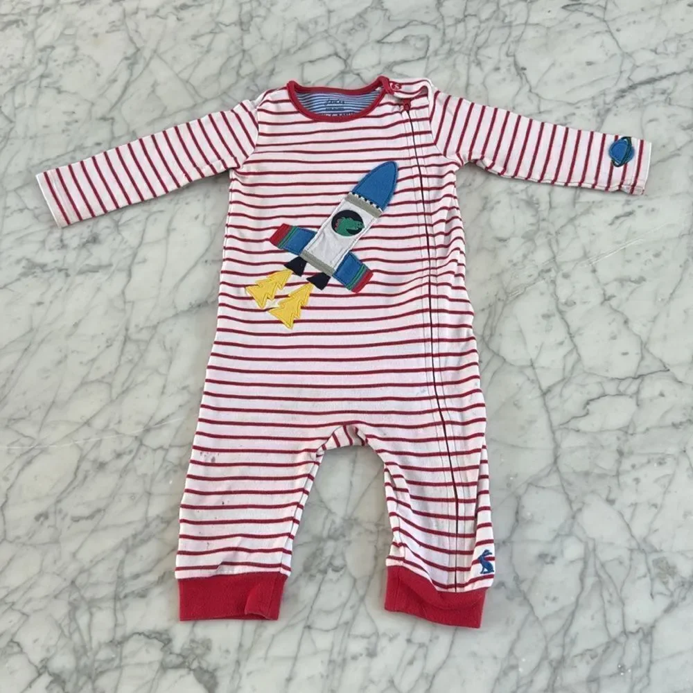 Joules Winfield Romper Rocket Planet Sz 6-9 Mo